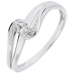 Bague Solitaire accompagné Nid Précieux - Sophia - or blanc 9 carats - diamant 0.013 carat