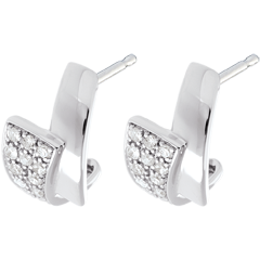 Boucles d'oreilles tropique or blanc 18 carats pavées - 24 diamants