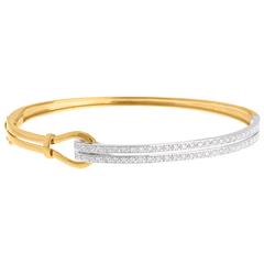 Yellow Gold Double union bangle/bracelet - 0.32 carat - 54 diamonds