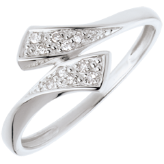Inel Panglică din aur alb de 18K pavat - 10 diamante