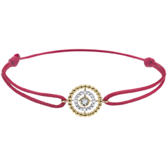 Bracciale Fior di Sale - Cerchio - Oro giallo - 9 carati - Diamanti - Cordoncino rosso