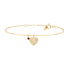Flavia Armband – 9 karaat geelgoud, diamant en synthetische robijnen