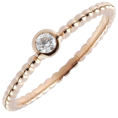 Bague Solitaire Fleur de Sel - un anneau - or rose 9 carats - 0.08 carat