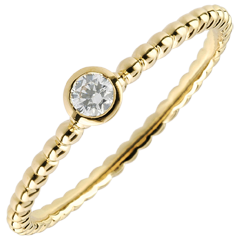 Bague Solitaire Fleur de Sel - un anneau - or jaune 18 carats - 0.08 carat