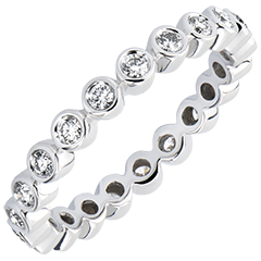 Trouwring Fleur de Sel - Met Diamanten bezette cirkel - 9 karaat witgoud met Diamanten