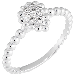 Bague Fleur de Sel - Larme perlée - or blanc 18 carats et diamants