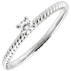 Bague Solitaire Corde d'or - or blanc 18 carats - 0.1 carat