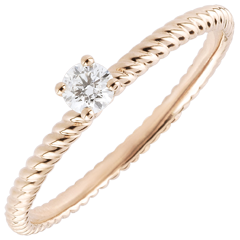 Bague Solitaire Corde d'or - or rose 18 carats - 0.1 carat