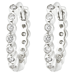 Salty Flower Hoop Earrings - Precious Foam - white gold 9 carats and diamonds
