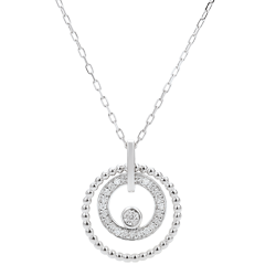 Gouden halsketting en Diamanten - Fleur de Sel - Cirkel - 18 karaat witgoud