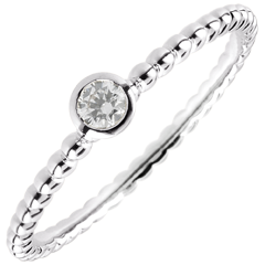 Solitaire Ring Fleur de Sel - een ring - 18 karaat witgoud - 0,08 karaat