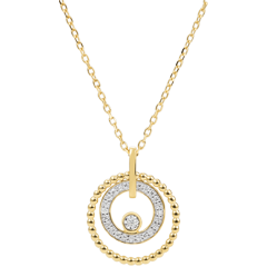 Colier aur galben de 9K şi diamante - Floare de Sare - cerc - aur galben de 9K