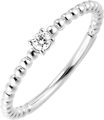 Inel Floare de Sare - Solitaire Bule - aur alb de 18 carate si diamante