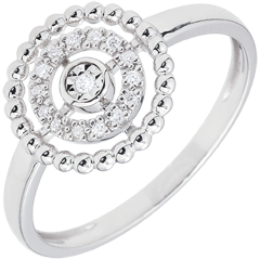 Inel Floare de Sare - cerc - aur alb de 18K