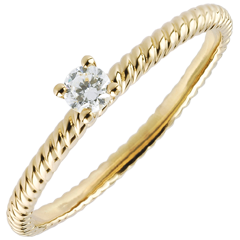 Anillo Solitario Cuerda de Oro - oro amarillo 9 quilates