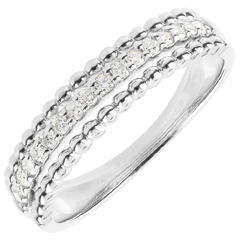 Anillo Flor de Sal - dos aros - oro blanco 18 quilates