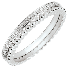 Anillo Flor de Sal - doble vuelta - 13 diamantes - oro blanco 9 quilates