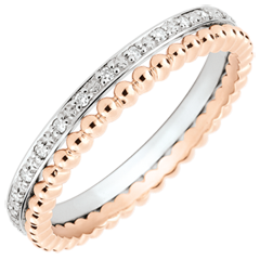 Anillo Flor de Sal - doble vuelta - 13 diamantes - oro rosa y oro blanco 9 quilates