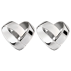 Folding Heart stud earrings – 9ct white gold