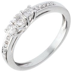 Bague de Fiançailles Or Blanc Trilogie pavée - 0.34 carat - or blanc 18 carats