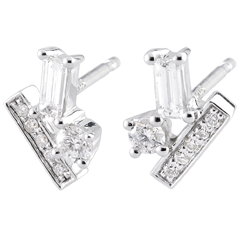 Boucles d'oreilles Diamants givrés - or blanc 9 carats