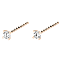 Boucles d'oreilles diamants Fraîcheur - Éclat - puces or rose 9 carats et diamants