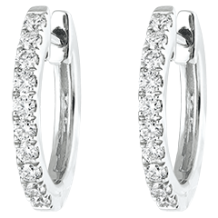 Boucles d'oreilles Créoles semi-pavées Fraîcheur - Éva - or blanc 9 carats et diamants