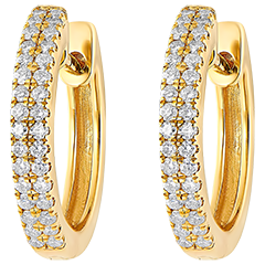 Boucles d'oreilles Créoles semi-pavées Fraîcheur - Céleste - or jaune 9 carats et diamants