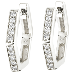 Boucles d'oreilles créoles Fraîcheur - Hexagonia - or blanc 9 carats et diamants