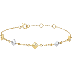 Bracelet Genèse - Diamants bruts - 2 ors - 5 motifs - or blanc et or jaune 9 carats