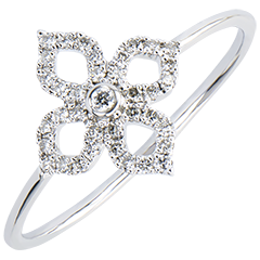 Bague Fraicheur - Lys - or blanc 9 carats et diamants