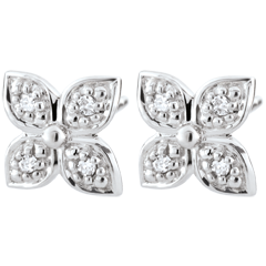 Boucles d'oreilles Fleur d'éternité - 8 diamants - or blanc 9 carats