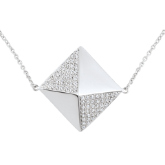 Collier Genèse - Sautoir Diamant brut or blanc 9 carats