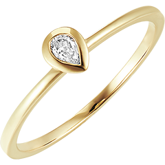 Bague Fraîcheur - Poire - or jaune 9 carats et diamant