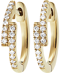 Boucles d'oreilles Fraîcheur - Créoles asymétriques Alba - or jaune 18 carats et diamants