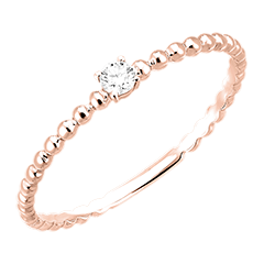 Bague Fraîcheur - Solitaire Bulle Rond - or rose 9 carats et diamant