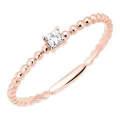 Bague Fraîcheur - Solitaire Bulle Princesse - or rose 9 carats et diamant