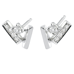 Boucles d'oreilles Diamants glacés - or blanc 9 carats