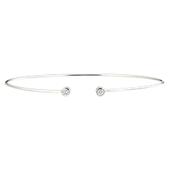 Bracelet Jonc Ouvert Fraîcheur - Toi et Moi - or blanc 18 carats et diamants