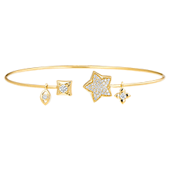 Bracelet Jonc Ouvert Fraîcheur - Toi et Moi La Bonne Étoile - or jaune 18 carats et diamants