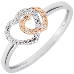 Bague 2 ors et diamants - Coeurs Complices - or blanc 9 carats