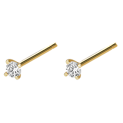 Boucles d'oreilles diamants Fraîcheur - Éclat - puces or jaune 18 carats et diamants