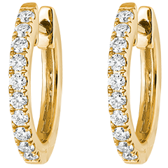 Boucles d'oreilles Créoles semi-pavées Fraîcheur - Éva - or jaune 9 carats et diamants