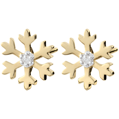 Boucles d'oreilles Flocons givrés - or jaune 9 carats
