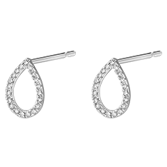 Boucles d'Oreilles Puces Fraîcheur - Alphée - or blanc 18 carats et diamants