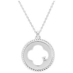 Collier Fraîcheur - Trèfle absolu - or blanc 9 carats et diamants