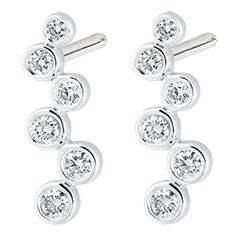 Boucles d'oreilles puces Fraîcheur - Perles de Rosée - or blanc 18 carats et diamants