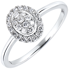 Bague de Fiançailles Abondance - Cluster - or blanc 9 carats et diamants