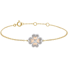Bracelet Solitaire Fraicheur - Trèfle Étincelant - 3 ors et diamants - trois ors 9 carats