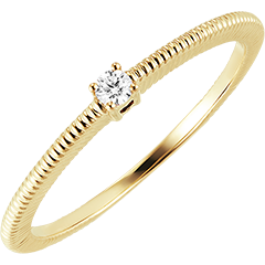 Bague Fraîcheur - Solitaire travaillé - or jaune 18 carats et diamant